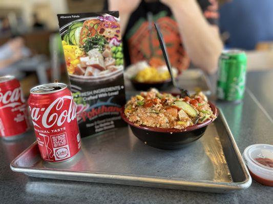 Large bowl with canned coke