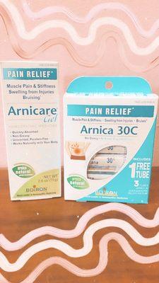 We sell both arnica gel & pills for muscle pain, swelling, and bruising