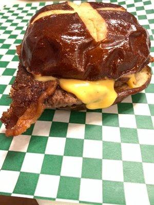 Pretzel burger