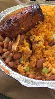 Rice and beans with sweet plantains