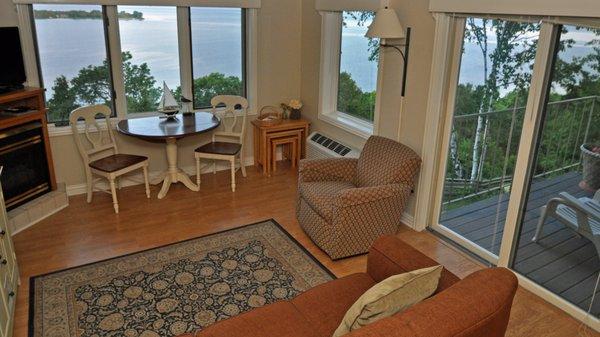 Each suite has a gorgeous view of the waters of Green Bay overlooking Egg Harbor.