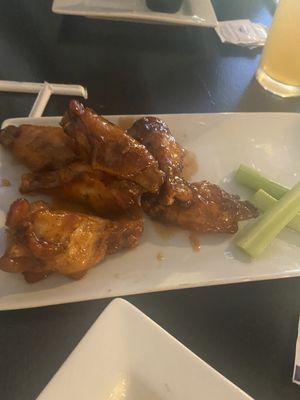 Hot maple smoked chicken wings.