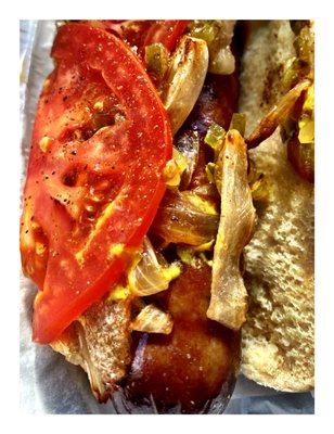 Polish Sausage w/Grilled Onions ex.0.25$ @ Bill's Drive In. 120 Asbury Ave, Evanston, IL  Chicago Fast Food.Big Parking. Simple & Cool.