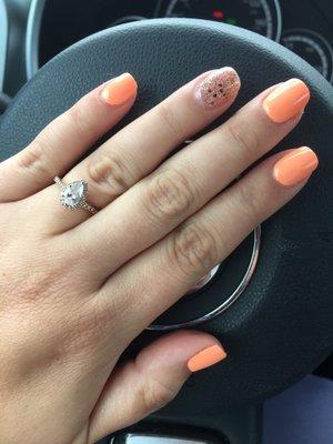 Orange and gold sparkle gel manicure- $20!