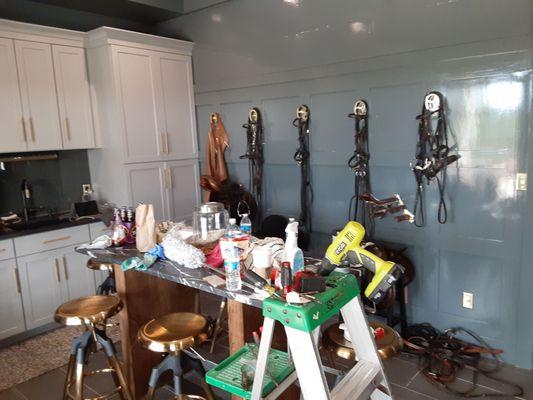 State of the art of hanging horse gear apparatuses,.. compliments of Wendy Lehew Interiors.