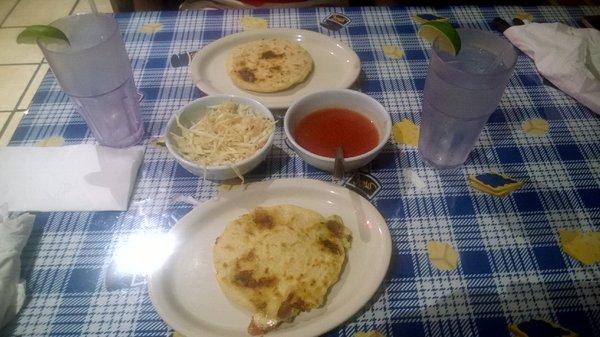 Delicious Pupusas! Currently having a Chicken and a Zucchini pupusa.