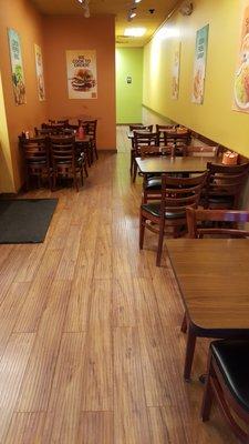 Clean dining area.