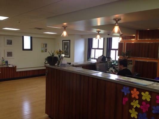 Reception desk and waiting area.