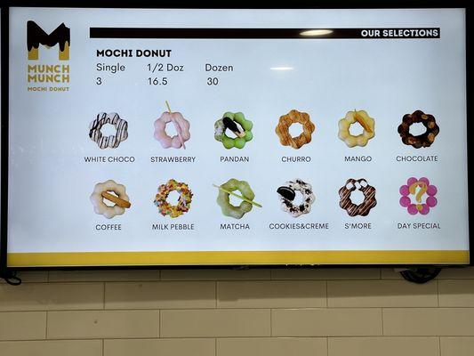 Mochi donut menu