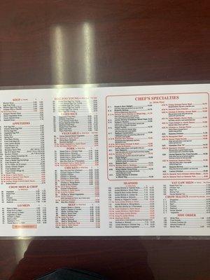 New menu