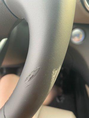 Damaged steering wheel