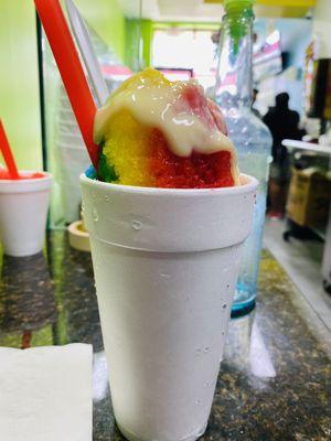 SweetBeez shaved ice. Rainbow with yummy sauce.