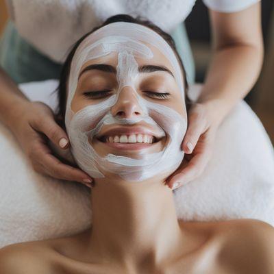 Woman receiving a facial