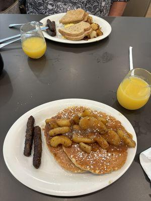 The classic, classic mimosas, and caramel apple pancakes