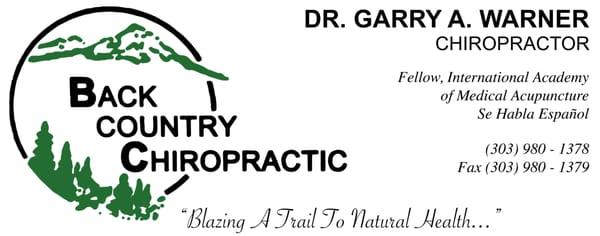 From his Facebook page, https://www.facebook.com/backcountrychiropracticco