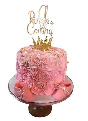 Pink and gold baby shower princess cake