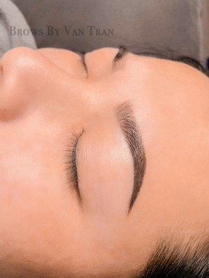 Powder Ombre Brows in natural soft brown.