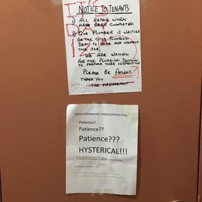 Tenant complaints - no hot water at 320 W 96th for 2 weeks, and counting