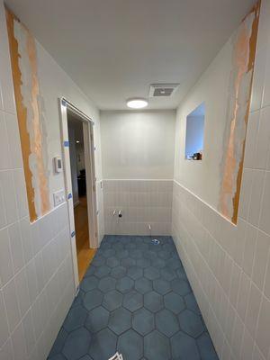 Tiled back wall