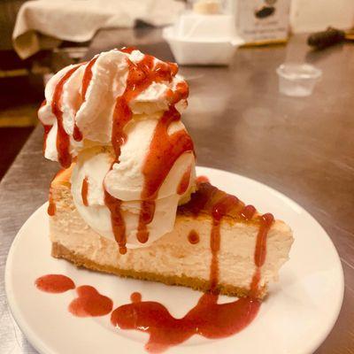 Gelatto atop Strawberry Cheesecake - delicious deserts at Granadino's in Clearwater