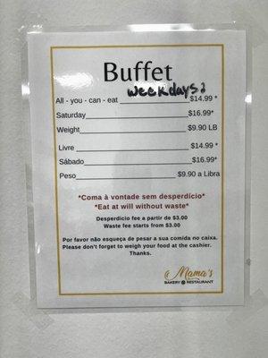 Buffet prices