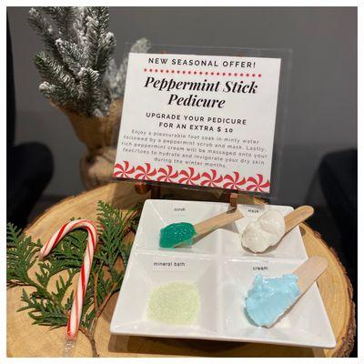 What better way to pamper yourself and rejuvenate your dry skin during the winter season than with a Peppermint Stick Spa Pedicure!