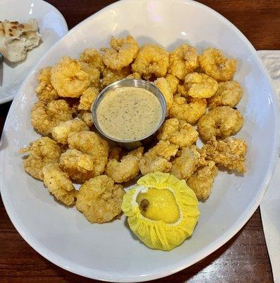 Crispy Popcorn Shrimp Remoulade Southern-style with dipping sauce