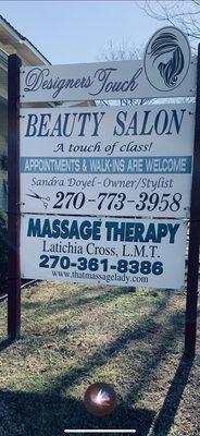 Beauty shop Sign for business Owned by Sandra Doyle