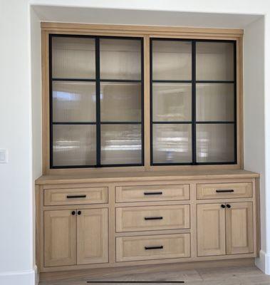 Wrought iron/glass kitchen cabinets