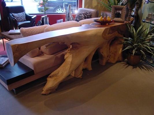 One of a kind  tree root console tables