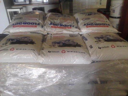 25lb bags of absorbent/sweep.