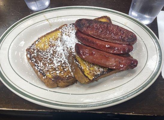 French Toast with Beef Sausage