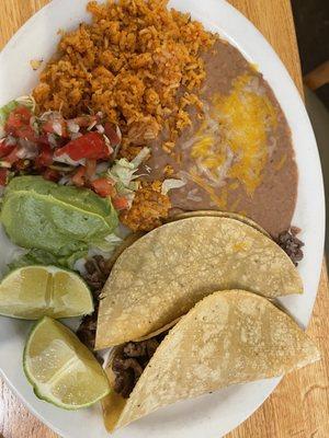 Carne Asada taco plate