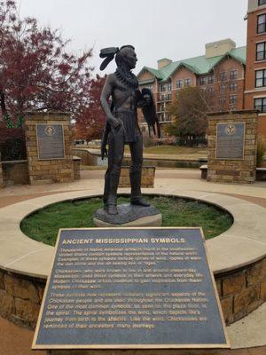 Monument on the River walk in Bricktown