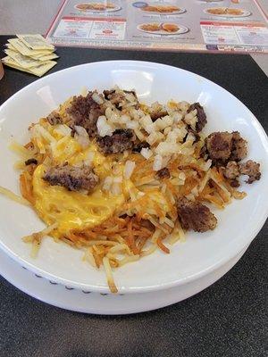 Patty melt hashbrown bowl