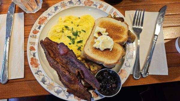 Standard breakfast with scrambled eggs