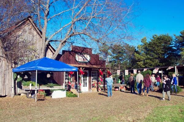 Waiting to check out.  There is a quaint shop with warm apple cider waiting.