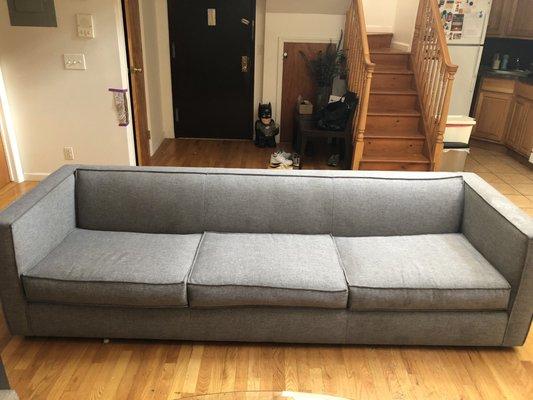 After shot of our brand new couch with not a sign of the chaos that once was on there.