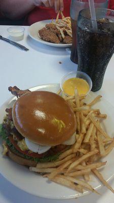 Bacon cheeseburger with fries!