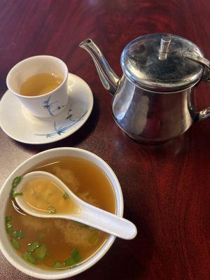 Miso soup, green tea