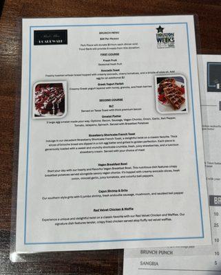 Restaurant week brunch menu