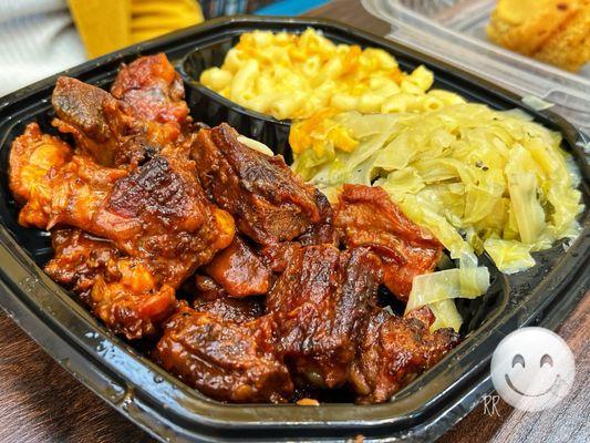 Rib Tips, Mac n' Cheese, Cabbage