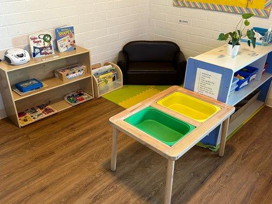 Quiet reading and puzzle area.