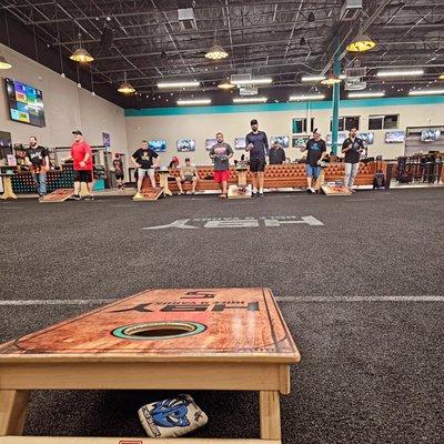 Professional Cornhole Boards featured at every single lane throughout the venue!