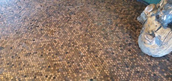 A penny floor.  Very cool.