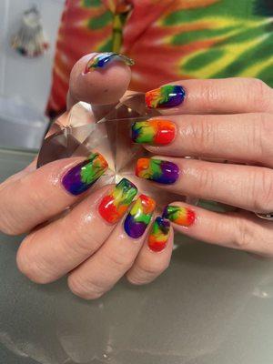 Pride nails done 2 weeks ago