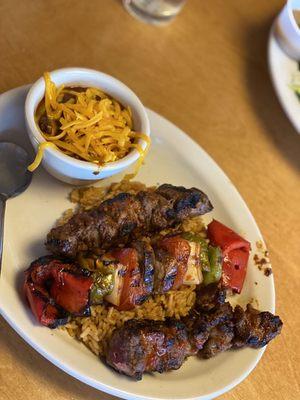 The always good steak kabob!