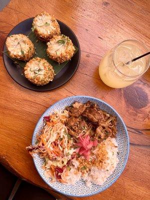 Pulled Pork Adobo, Elote Filipinas, and Calamansi Lemon Sparkler