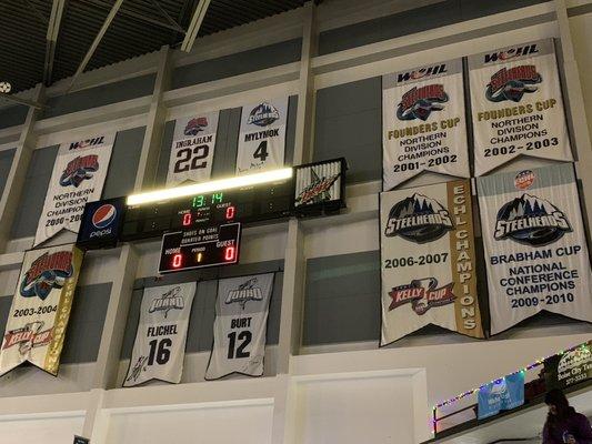 The Steelheads' banner wall ... it's about time for another banner, huh?