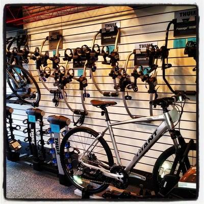 We offer a great selection of bike racks. Our staff is trained to assist you select the best rack for your use.